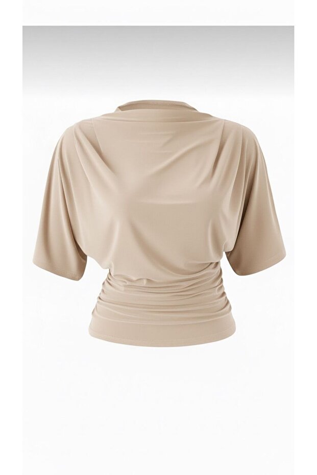 Women's Fitted/Body-Hugging Boat Neck Batwing Sleeve Stretchy Knitted Blouse 0067