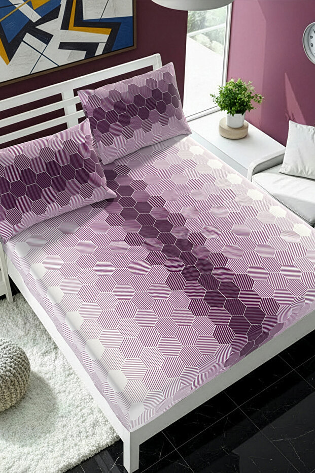 Deep Patterned Elastic Sheet Set - Single/Double/King Size - 1