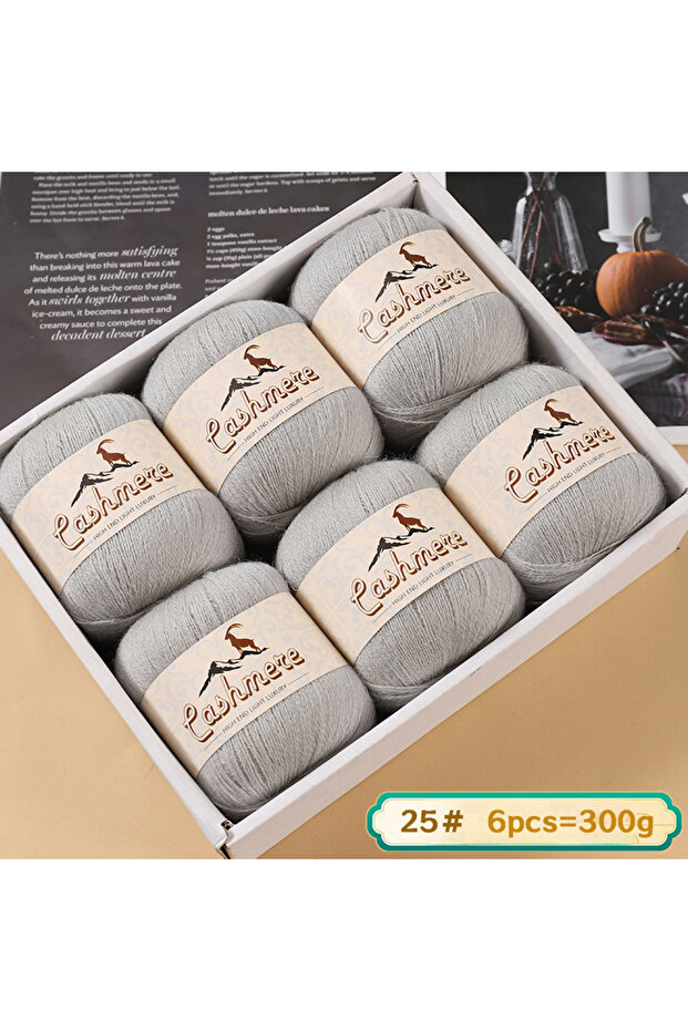 25 light gray 300g cashmere pure fine wool yarn, hand woven DIY material, knitting needles, warm swe