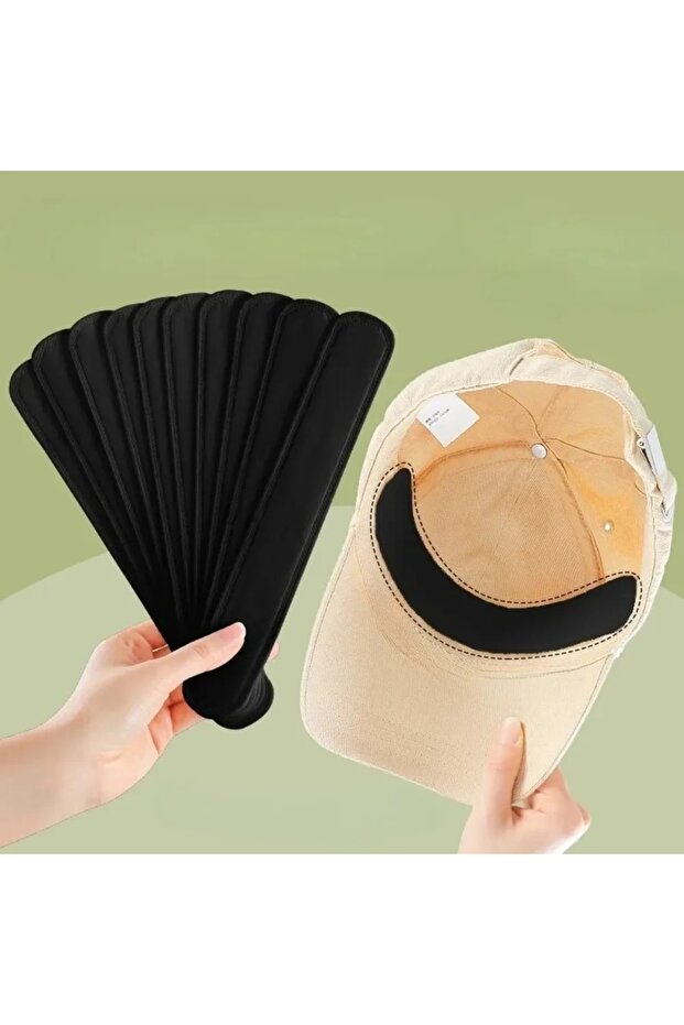 black Disposable Hat Sweat Pad Adjustable Absorbent Hat Liner for Baseball Caps and Shirts Cotton Co