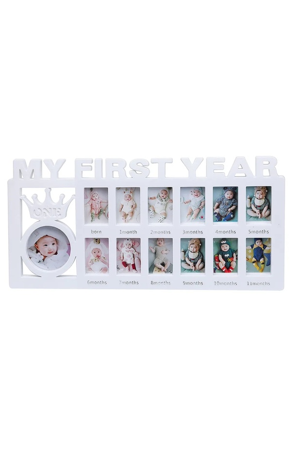 Plastic Size fits all White Baby Keepsake Frame 0-12 Months Pictures My First Year Photo Frame Newbo