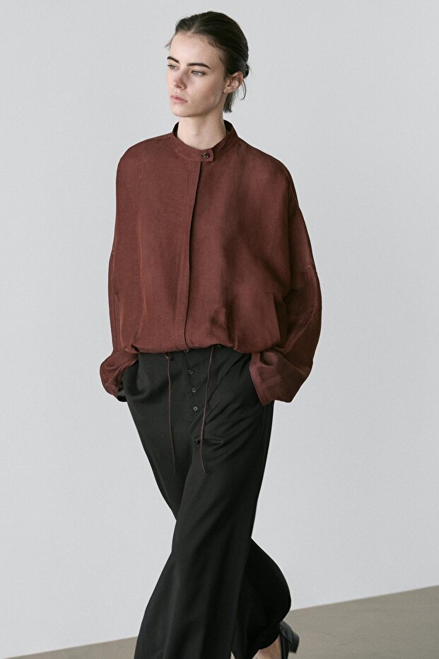 Linen blend bomber jacket - 4