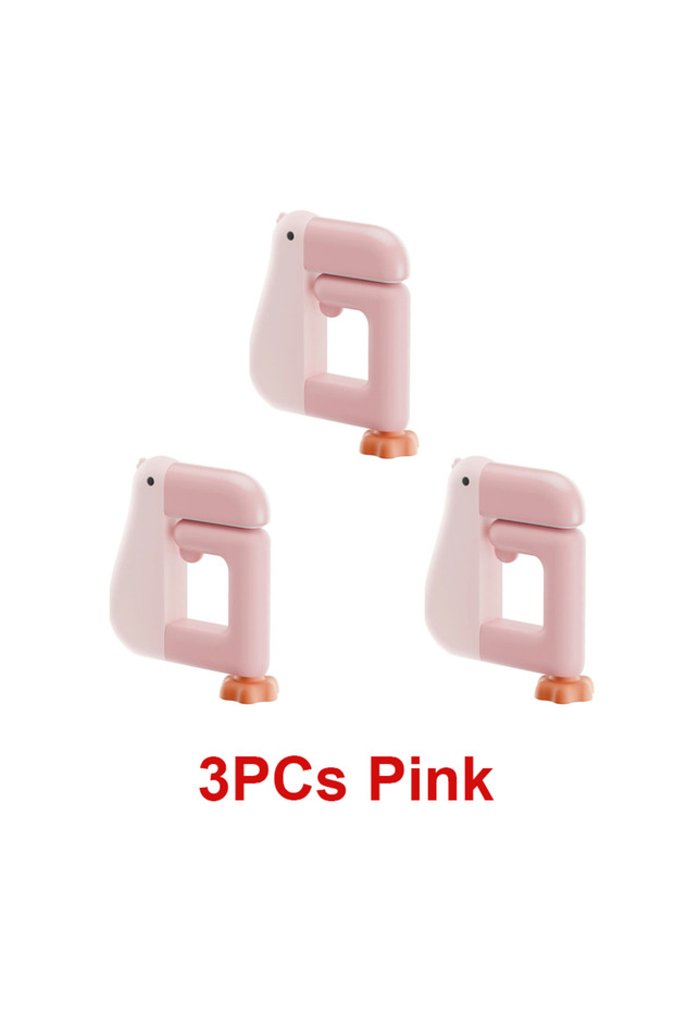 3PCS Pink Portable Office Supplies Thinking Duck Hook Hanging Decor Table Interesting Wallet Bag Ho