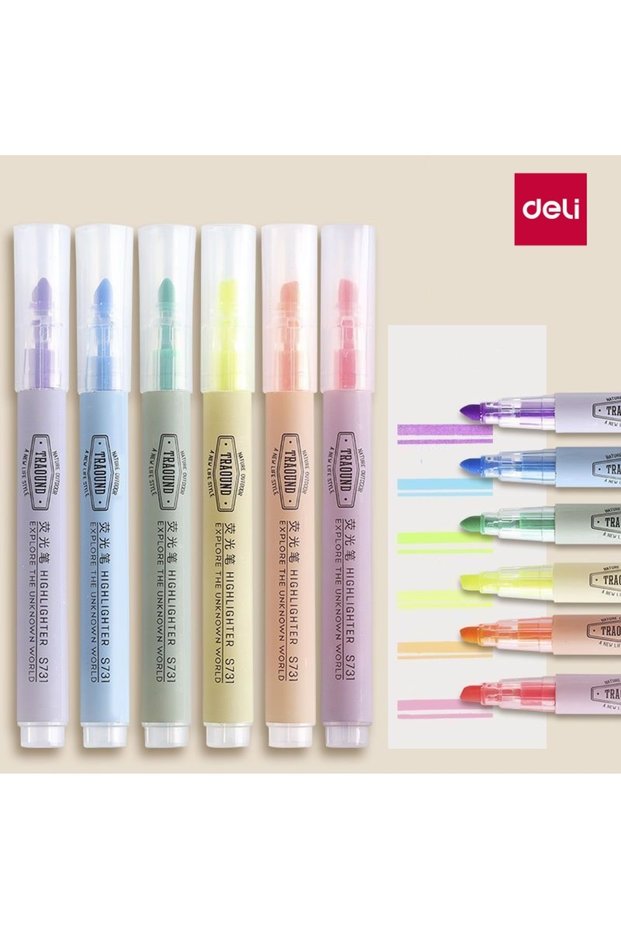 6Color Mini Highlighter Set 6PCS Pocket-Size Highlighting Pens Chisel Tip Markers for Textbook