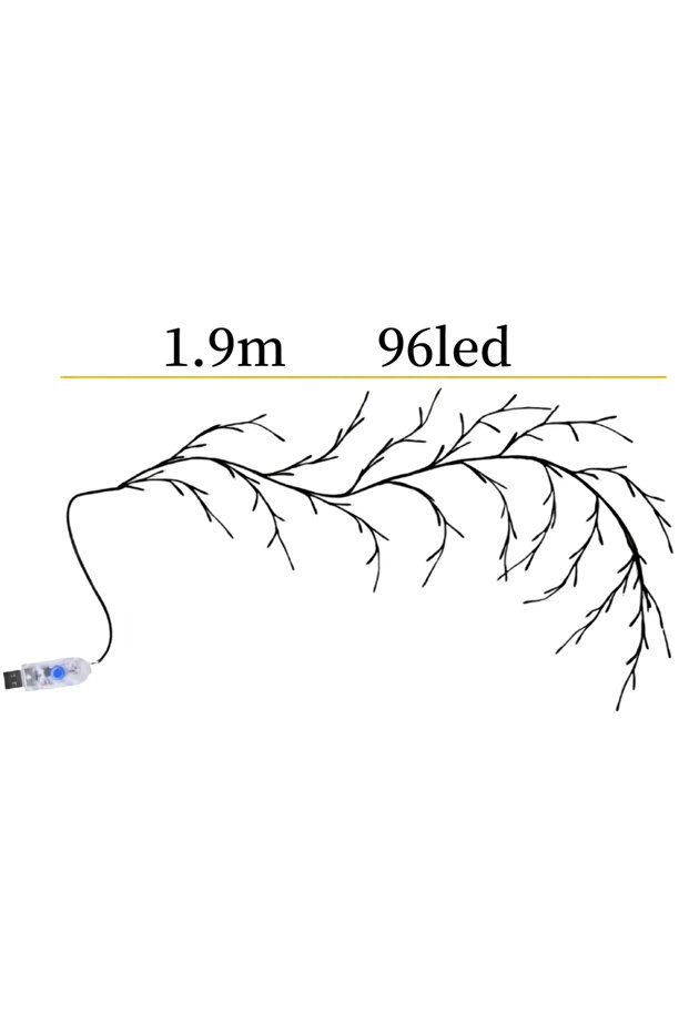 96 مصباح LED قابل للانحناء على شكل كرمة الصفصاف، 8 مصابيح LED، مصباح زخرفي على شكل شجرة من الروطان، مصباح ليلي، للجدار