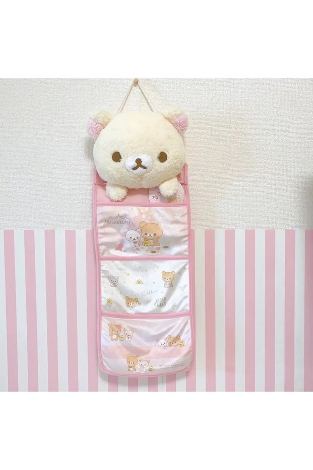 B Kawaii Rilakkumas Wall Hanging Storage Bag Cartoon Rilakkumas Bear Door Hanging Bag Large Capacit.