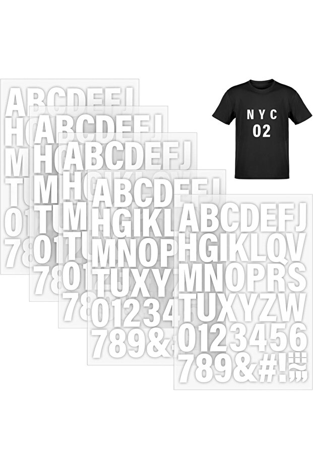 White 5 Sheets Iron on Letters and Numbers Heat Transfer Letters A-Z PU Alphabets Sticker T-Shirt Pr
