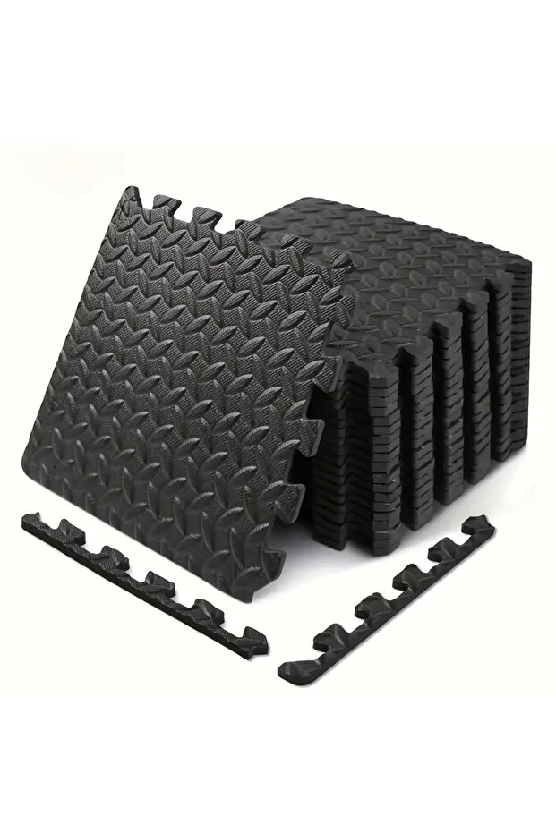 16Pcs black 16Pcs Non-slip Waterproof Fitness Mat Shock-absorbing Floor Protection Splicing Exercise