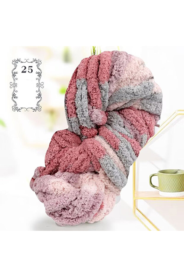 25 Cherry Blossoms 500g of Thick Chenille Yarn for Blankets, Ultra-Soft, Thick, Fluffy, Giant Chenil