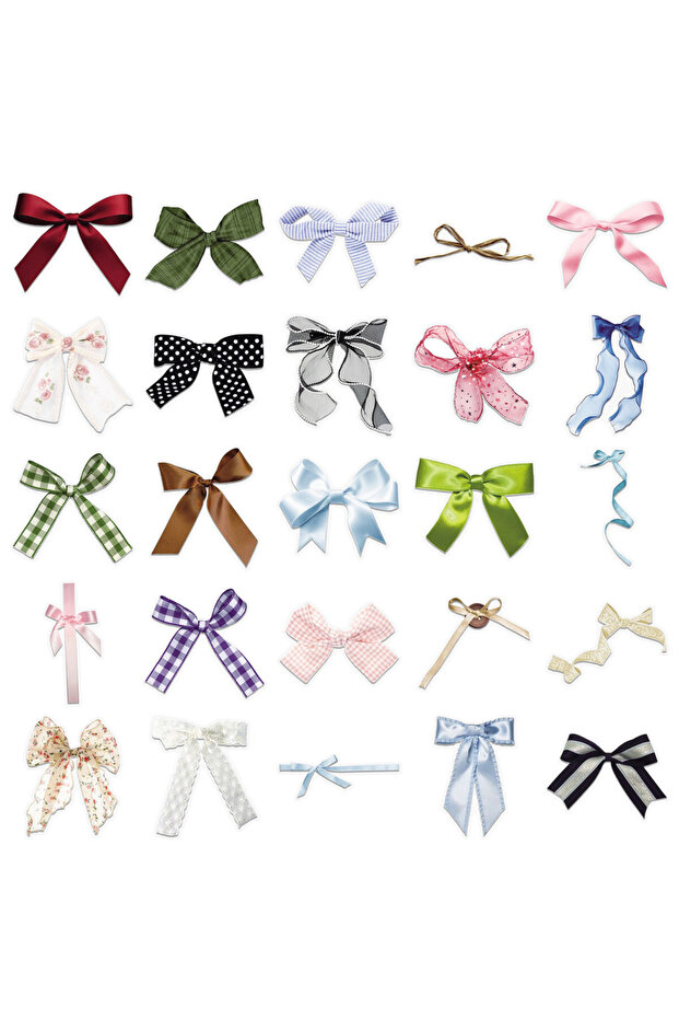 50PCS 50 Pieces Bowknot Transparent Stickers - Fresh & Cute PET Decals with Girly Vibe for Journals,