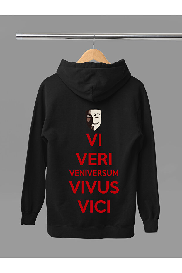 V for Vendetta Printed Cotton Long Sleeve Fleece-Lined 3 Yarns Hooded Sweatshirt