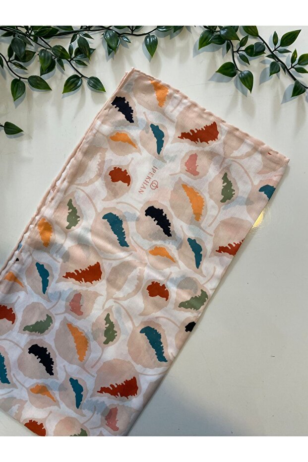 Lupine Pattern Thin Cotton Scarf - 1