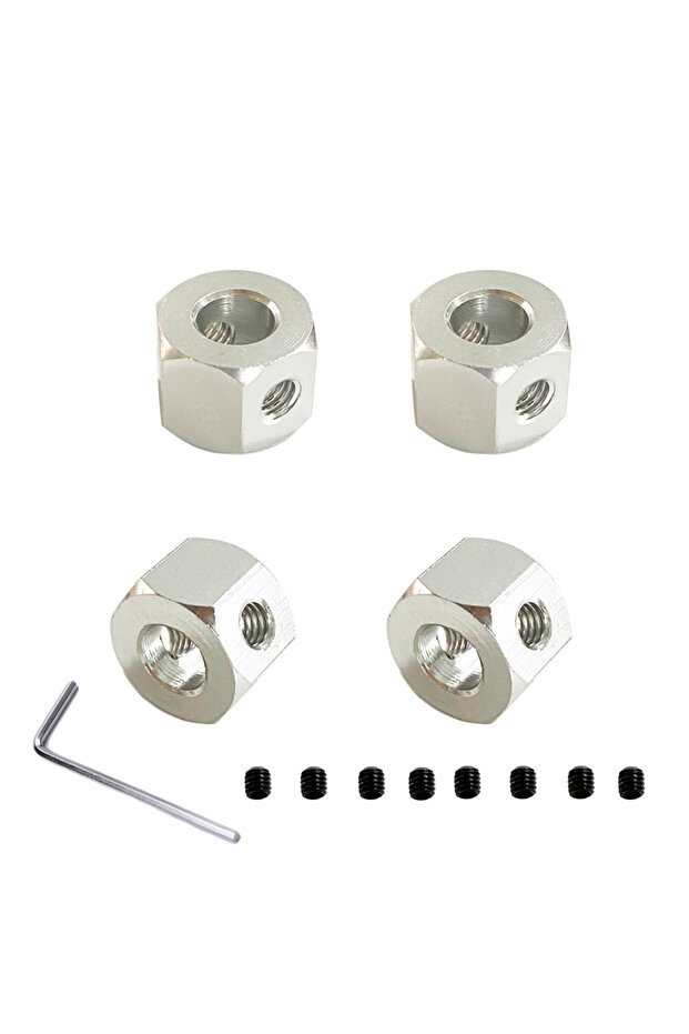 WHITE 4PCS 5mm to 12mm Metal Combiner Wheel Hub Hex Adapter for WPL D12 C14 C24 B14 B16 MN D90 D91 R