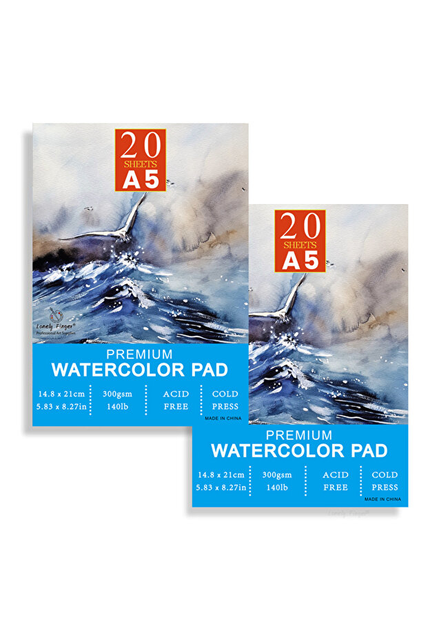 2pcs A5 A5/A4/A3 Watercolor Paper Pad, 140lb/300gsm, 20 Sheets, Cold-Pressed, Acid-Free, Artist Pain