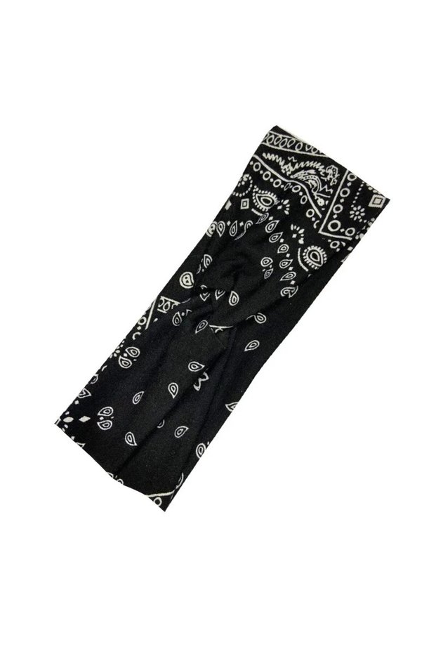 black 1pc Headband For Women Stretchy Wide Hair Band Knotted Headband For Yoga Running Sports Sweatb