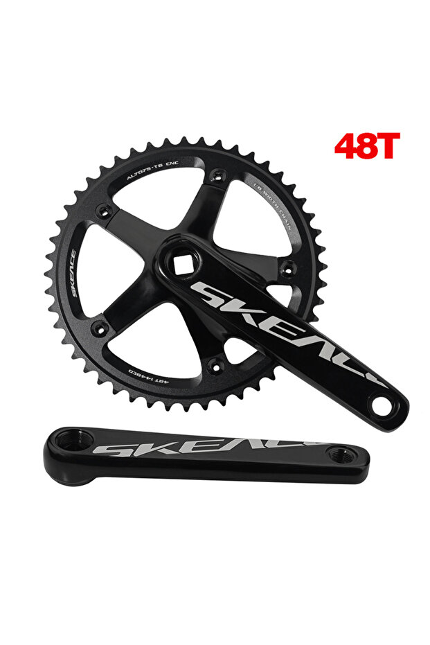 165mm 210 Black 48T SKEACE 48T/49T Aluminum Alloy Bicycle Crank Set 144BCD Single Speed Crank Chain