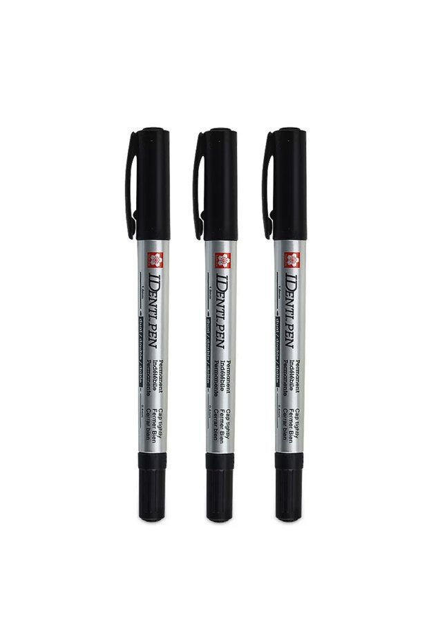 Identi-3 Black SAKURA IDENTI Permanent Pen Dual Tip 1.0 Mm Colored Marker Paint on All Surfaces; Wri
