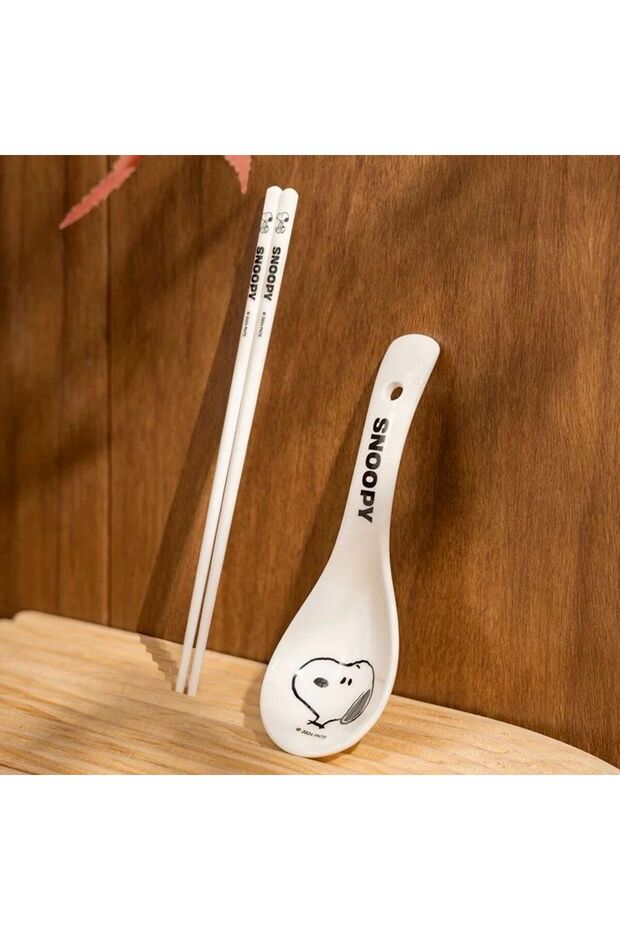Snoopy Cute Snoopy Ceramic Spoon Cartoon Easy Cleaning Cute Spoon Chopsticks Anti-slip Househ