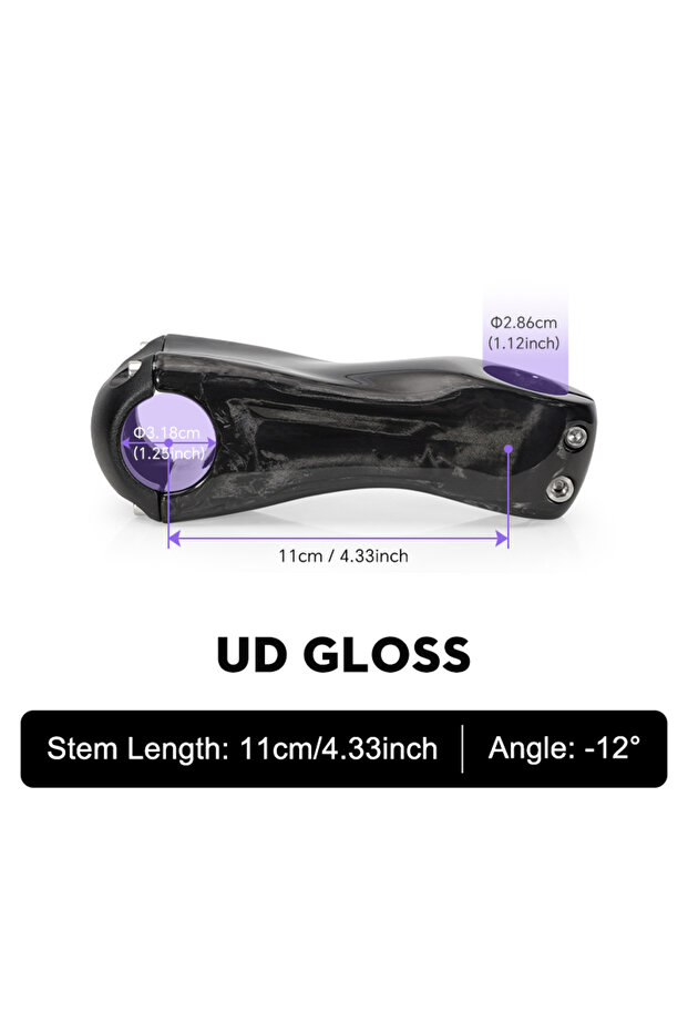Gloss-Angle 12-110mm TOSEEK Carbon Stem12Degree Mountain Bike Stem 31.8mm Bicycle Handlebar Stems 70