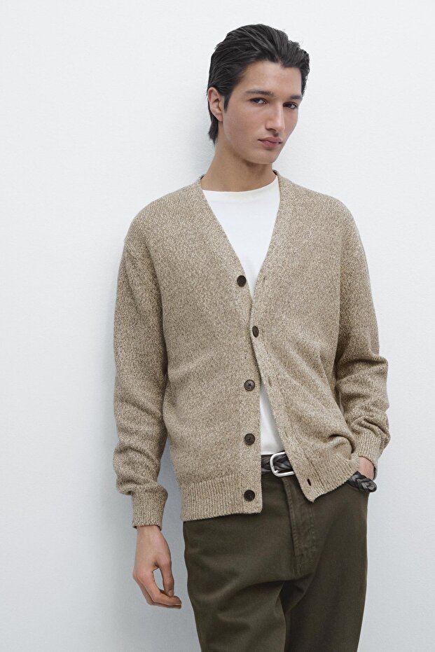 Düğmeli pamuklu triko hırka - 2