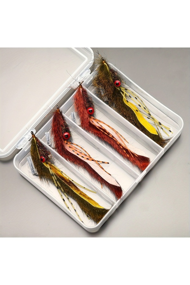 FCP-762 ANFS 4pcs Zonker Fly Fishing Flies- Hand Made Fly Baits for Freshwater Fishing, Amazing Fish