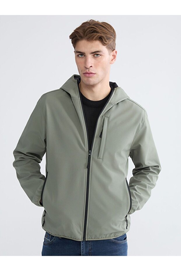 Xside Khaki Hooded Men's Jacket