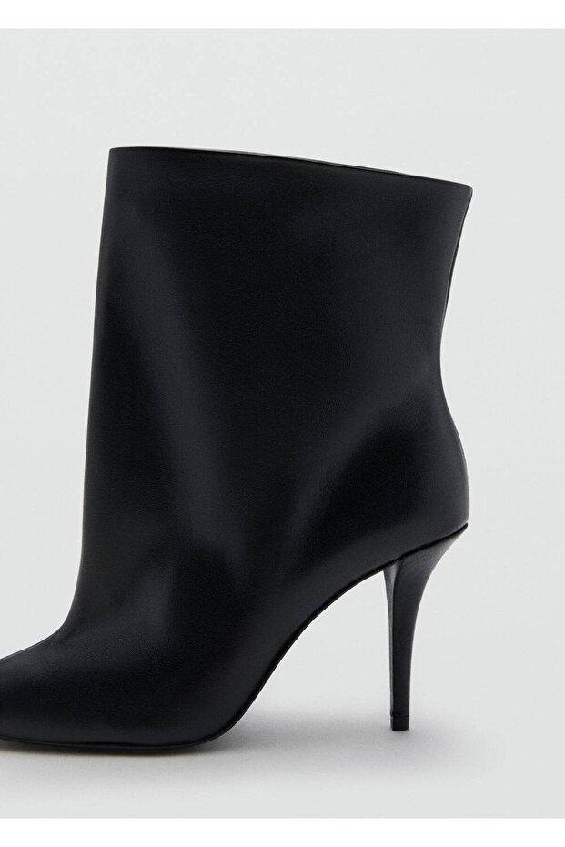 Geniş konçlu deri topuklu bot - 4