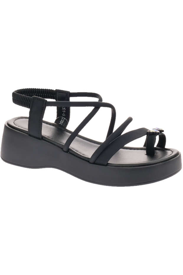 D26Ya-0121 Black Skin Stone Women's Sandals