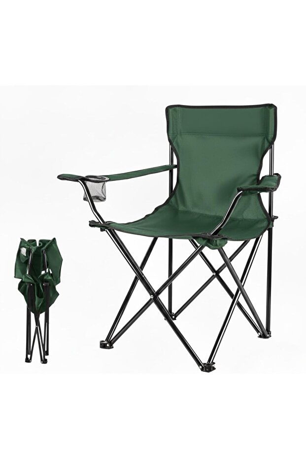 Portable Folding Camping Chair with Cup Holder – Lightweight Collapsible Outdoor Chair for Beach,