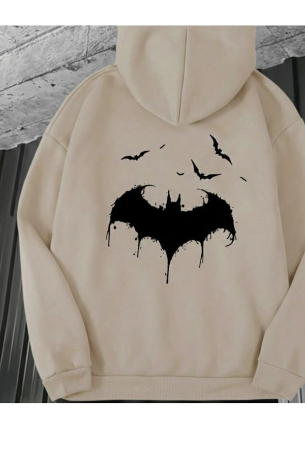 Unisex Men/Women Colorful Bat Custom Printed Cotton Oversized Hooded Sweatshirt