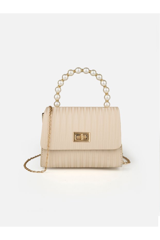 Beybe Pearl Detailed Lock Detailed Hand and Crossbody Women's Bag