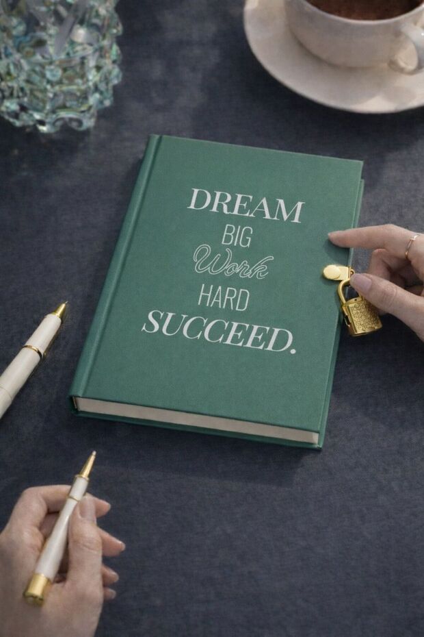 Locked Lined Hard Cover 160 Pages Daily Memory Motivational Agenda Notebook A5 15*21 cm