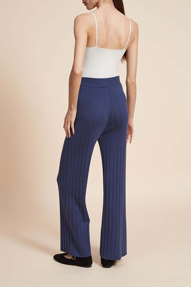 Solid Ribbed Long Pants - 6