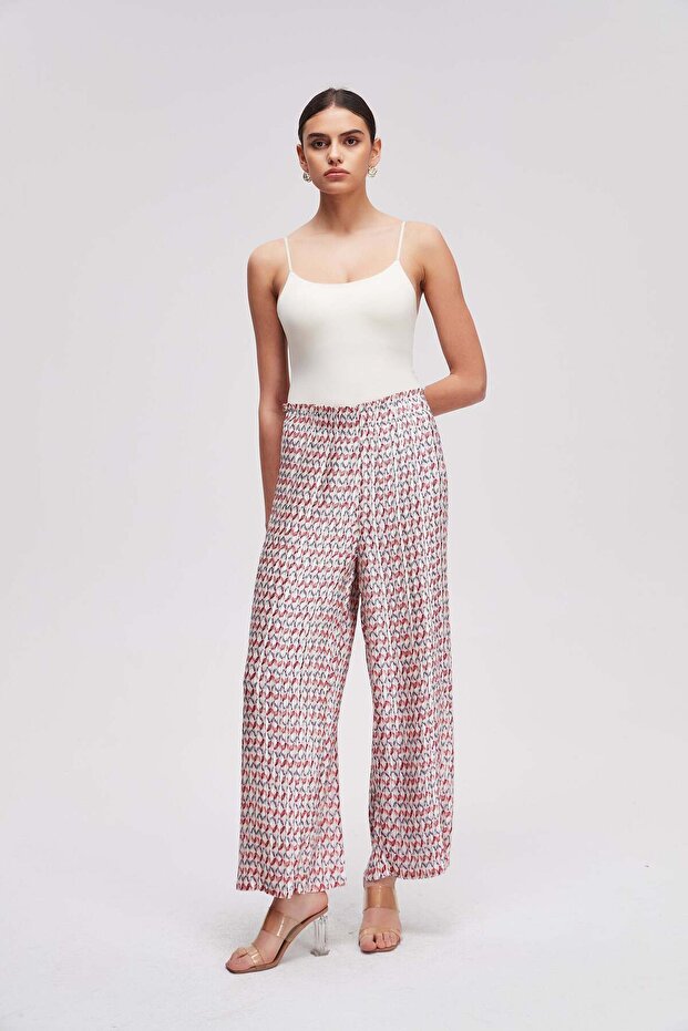 Wide-Leg Printed Long Pants