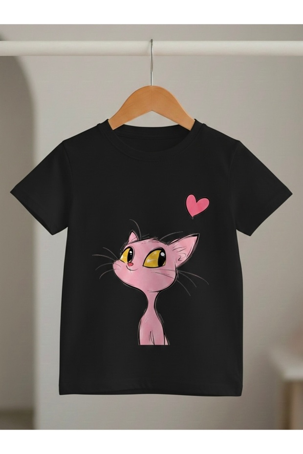 Unisex 100% Cotton Cat Printed Children's T-Shirt