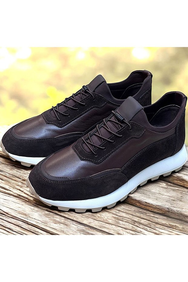 Genuine Real Leather Stretch Elastic Sports Model Orthopedic Casual Men's Shoes