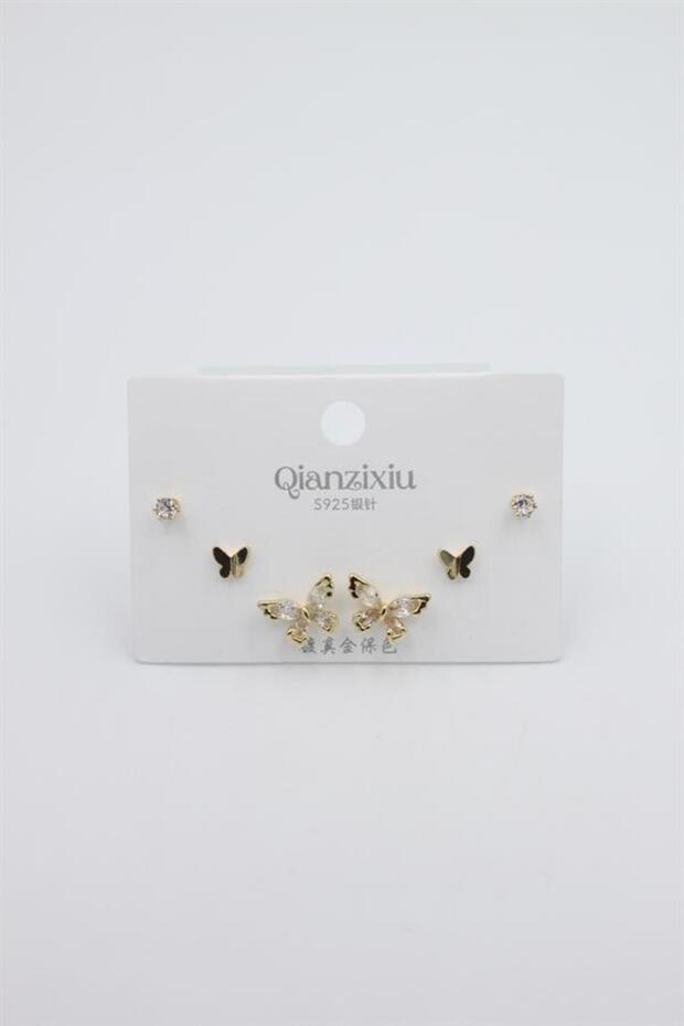 مجموعة أقراط متعددة - ذهبي - 2