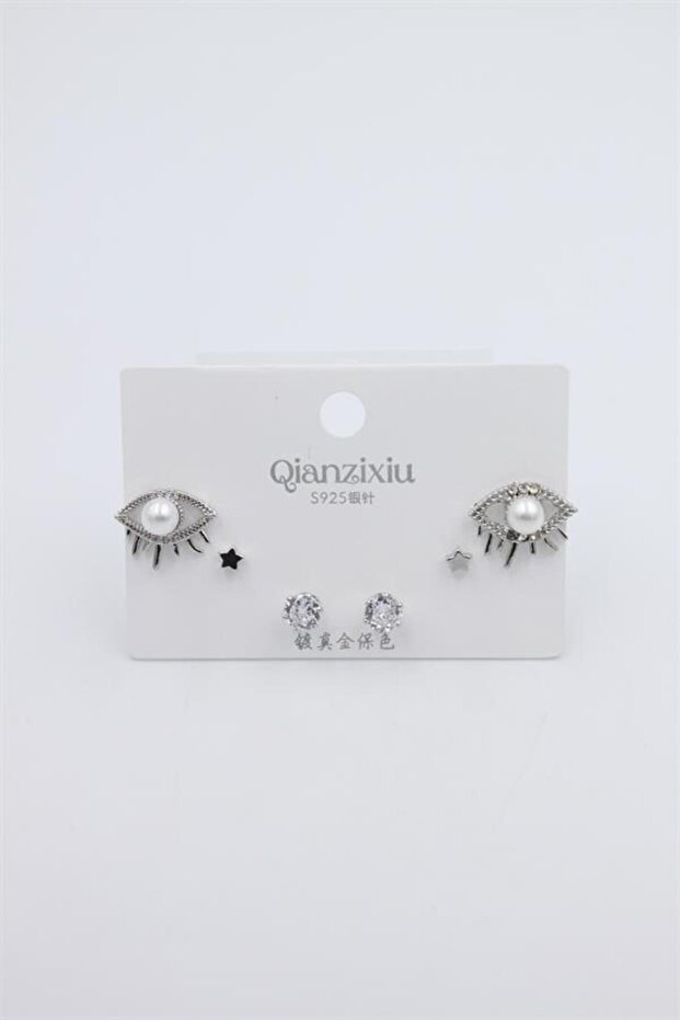 مجموعة متعددة من الأقراط - فضية - 1