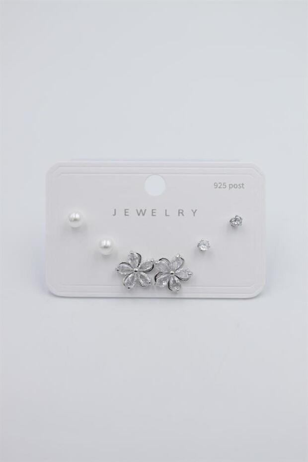 مجموعة متعددة من الأقراط - فضية - 2