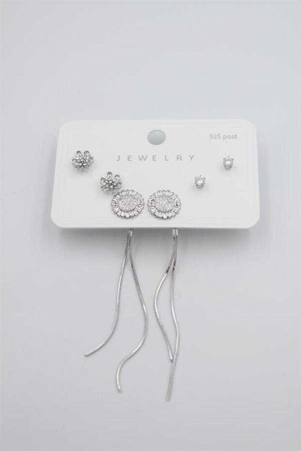 Multiple Set Earrings - Silver - 2