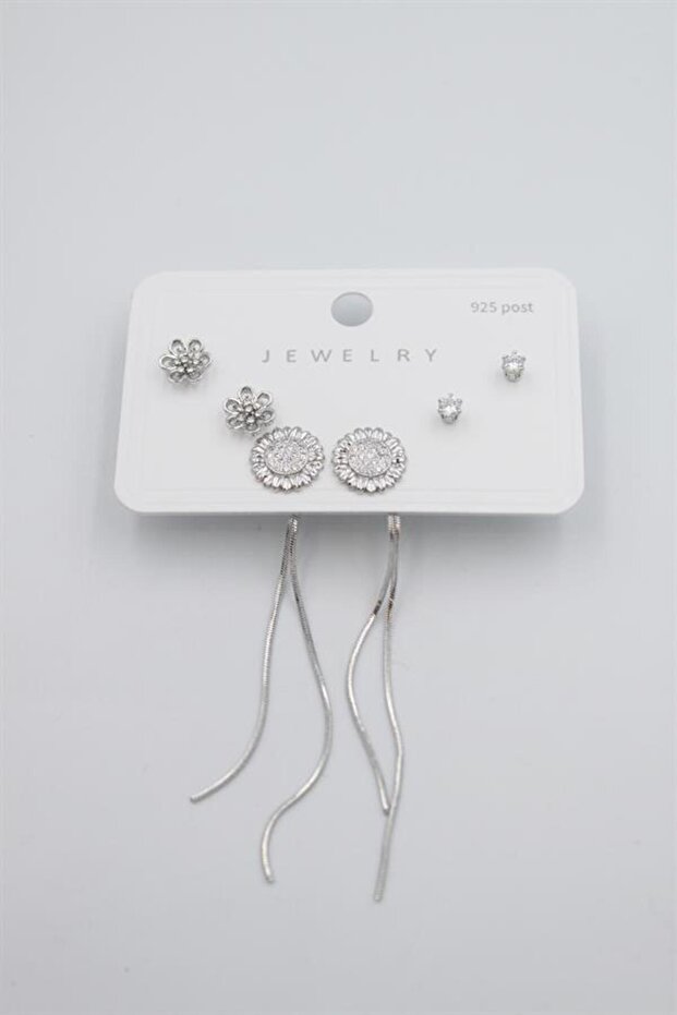 Multiple Set Earrings - Silver - 1