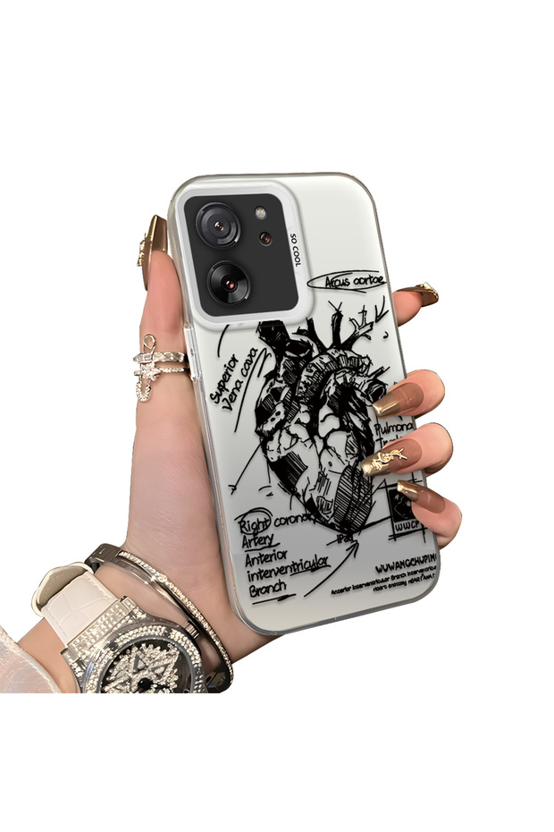 Xiaomi Mi 13T/Mi 13t Pro Compatible Silicone Edge Hard Back Anti-Fall Case Creative Patterned