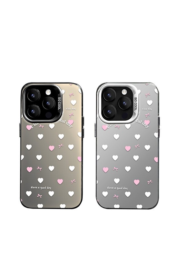 Realme Note 50 Compatible Silicone Edge Hard Back Anti-Fall Case Heart Patterned - 8