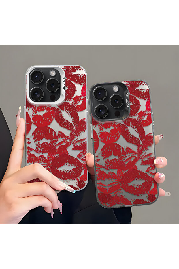 iPhone 16 Pro Compatible Silicone Edge Hard Back Anti-Fall Lip Patterned Case - 8