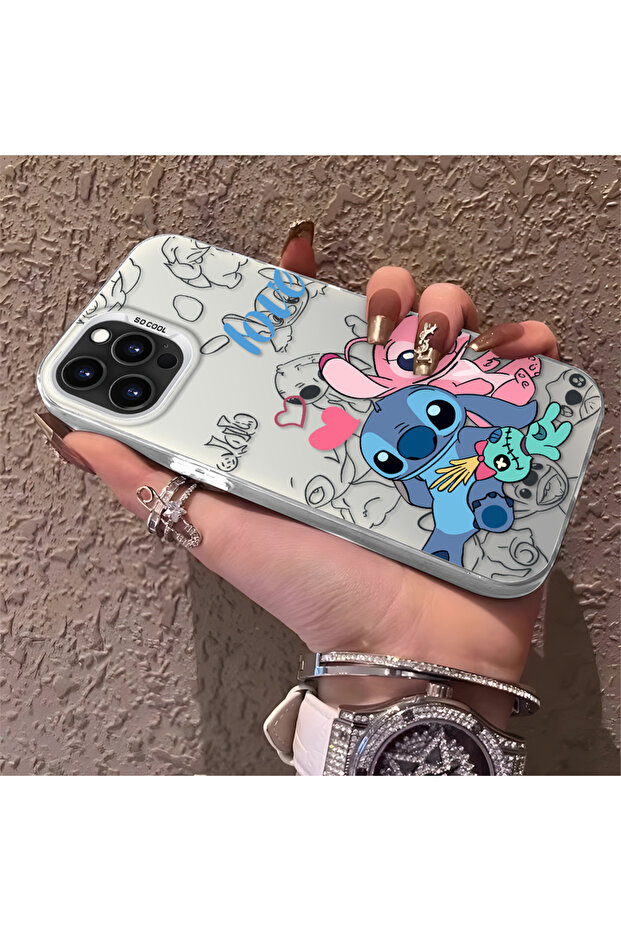 حافظة متوافقة مع هاتف iPhone 15 Pro Max مصنوعة من السيليكون الصلب ومضادة للسقوط ونمط ستيتش - 3