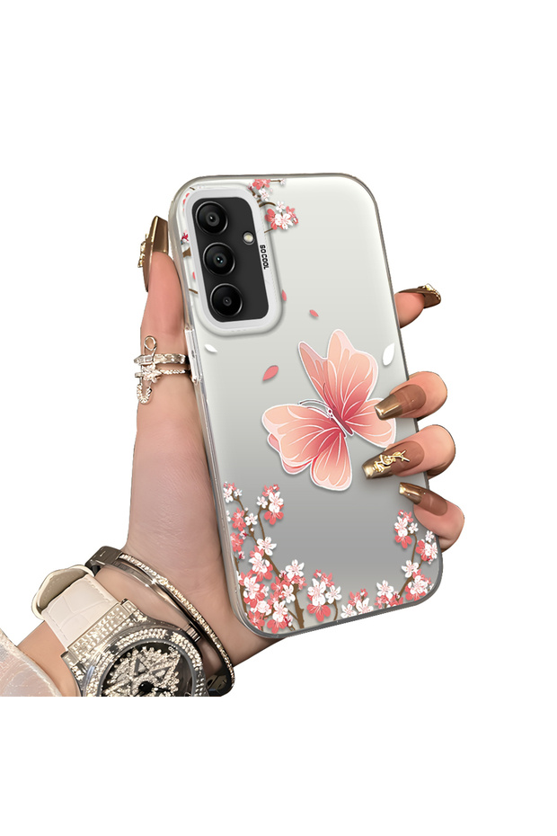 Samsung Galaxy A15 Compatible Silicone Edge Hard Back Anti-Fall Butterfly Pattern Case