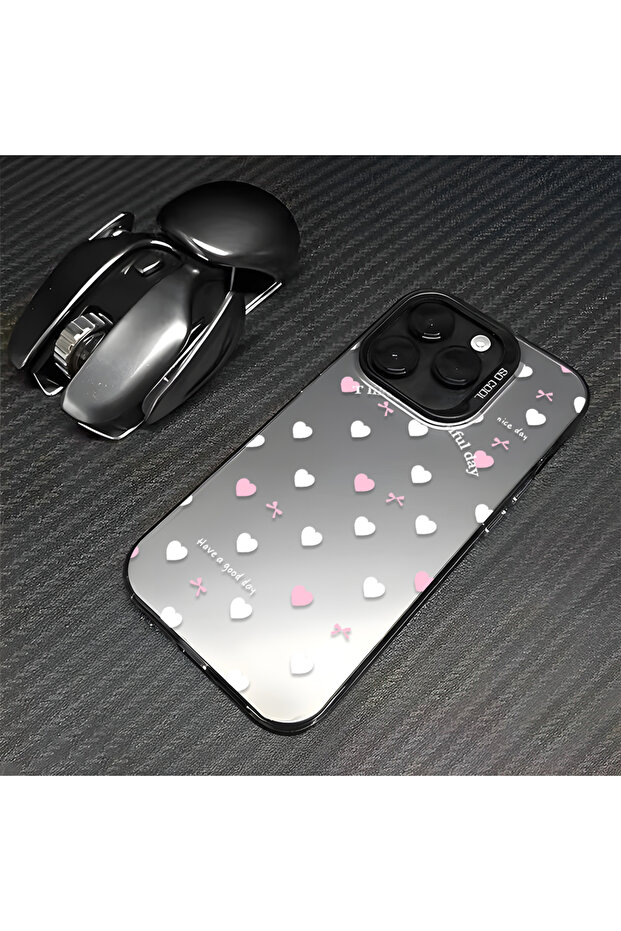 Realme Note 50 Compatible Silicone Edge Hard Back Anti-Fall Case Heart Patterned - 7