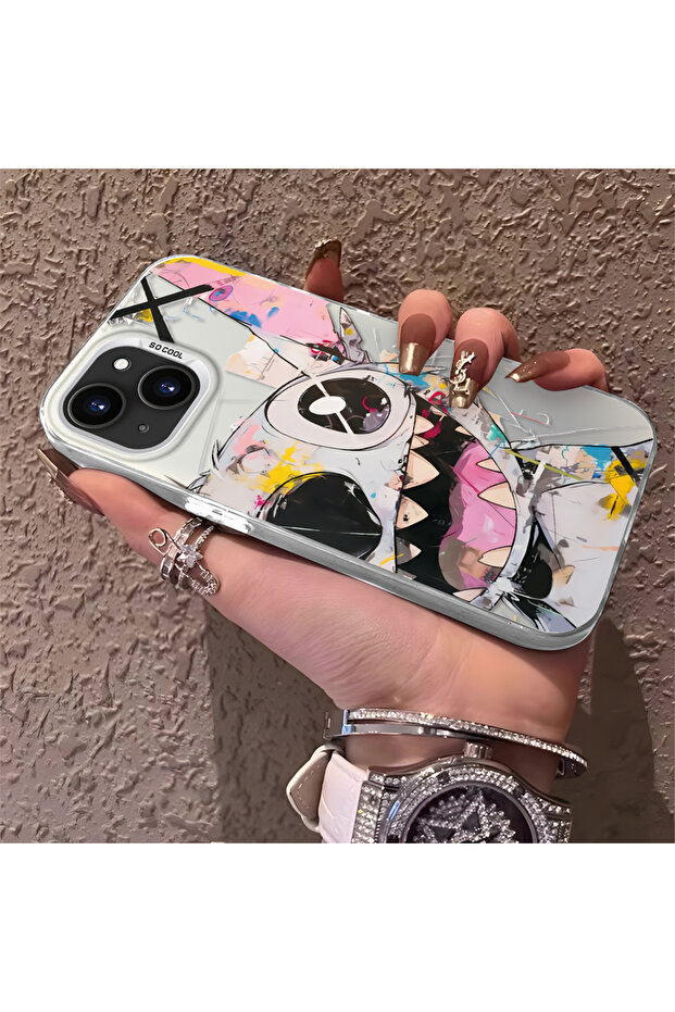 حافظة متوافقة مع آيفون 14 بلس/15 بلس، مصنوعة من السيليكون بحواف صلبة ومضادة للسقوط مع نمط مخيط - 2