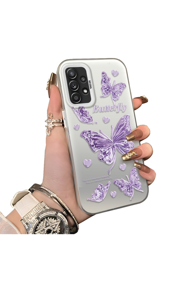 Samsung Galaxy A52/A52S Compatible Silicone Edge Hard Back Anti-Fall Butterfly Pattern Case