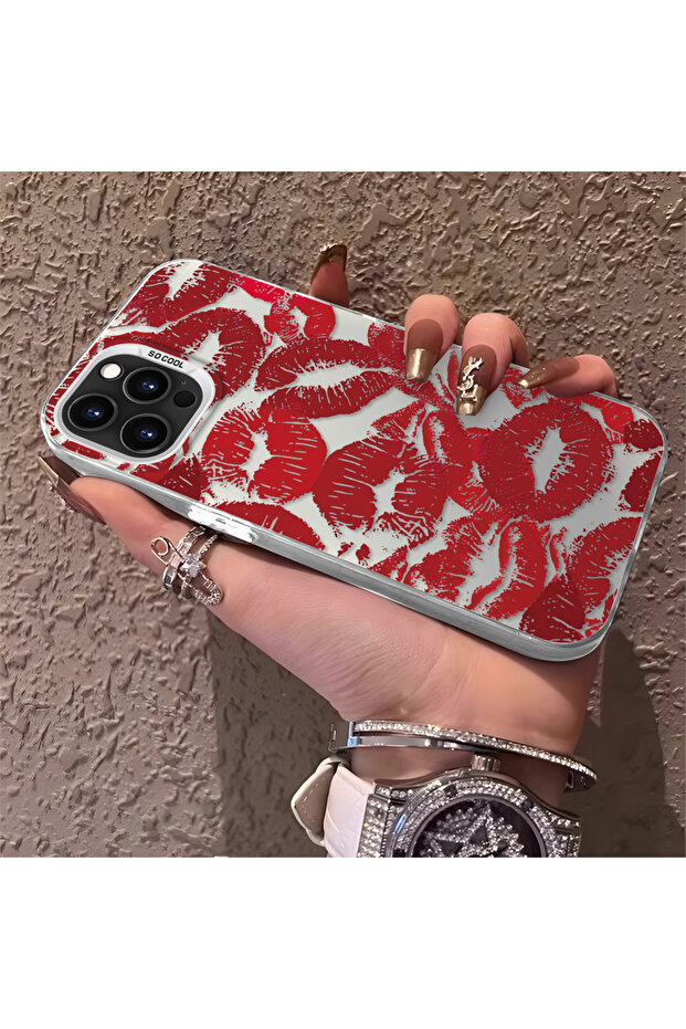 iPhone 16 Pro Compatible Silicone Edge Hard Back Anti-Fall Lip Patterned Case - 2